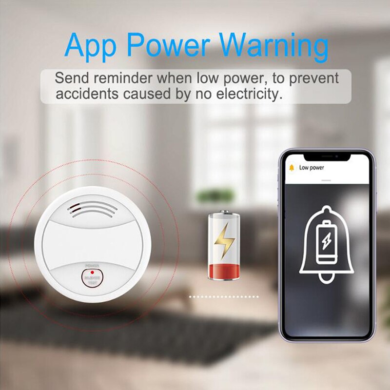 Tuya Smart Wifi Rookmelder Sensor Fire Geluid En Licht Alarm Tuya Smart App Alarm Real Time Push Alarm batterij Aangedreven