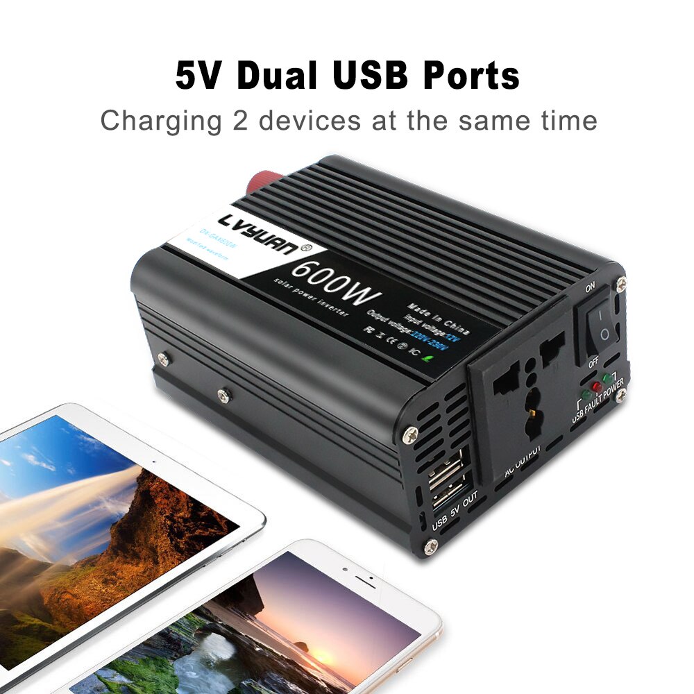 Inverter 12v 220V 50hz 600W Car Inverter Convert Car Transformer Car Power Adapter Appliances Webasto 12 volts Inversor12v 220 v