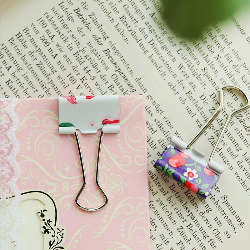 10X Fresh Floral Smile Metal Binder Clips Notes Letter Paper Clip Office School Supply Metal Bookmark Student Stationery