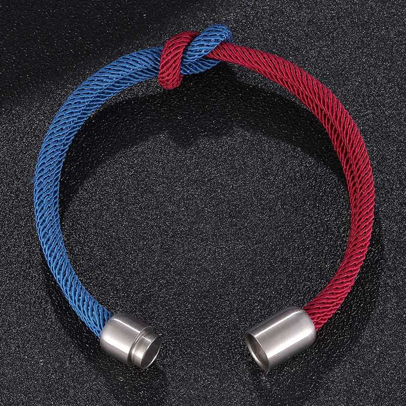 Fortafy Minimalistische Blauwe Rode Draad Armband Voor Vrouwen Mannen Geluk Dubbele Milan Touw Concentrische Knoop Charm Stellen Sieraden FR1160