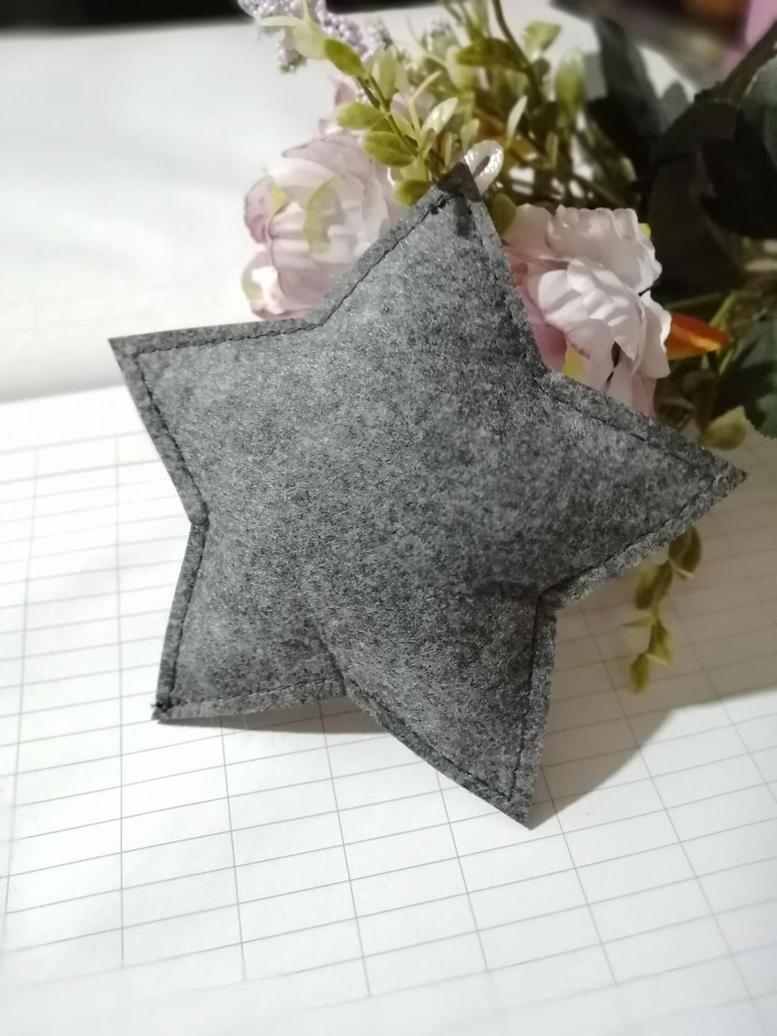 5 stücke freundlicher Schlafzimmer Blau Gelb Weiß grau Dekoration Mond Sterne Nizza Wohnheim Hängen Zauberstab Hotel Fenster Dekoration Girlande Party: 5Stck grau Stern