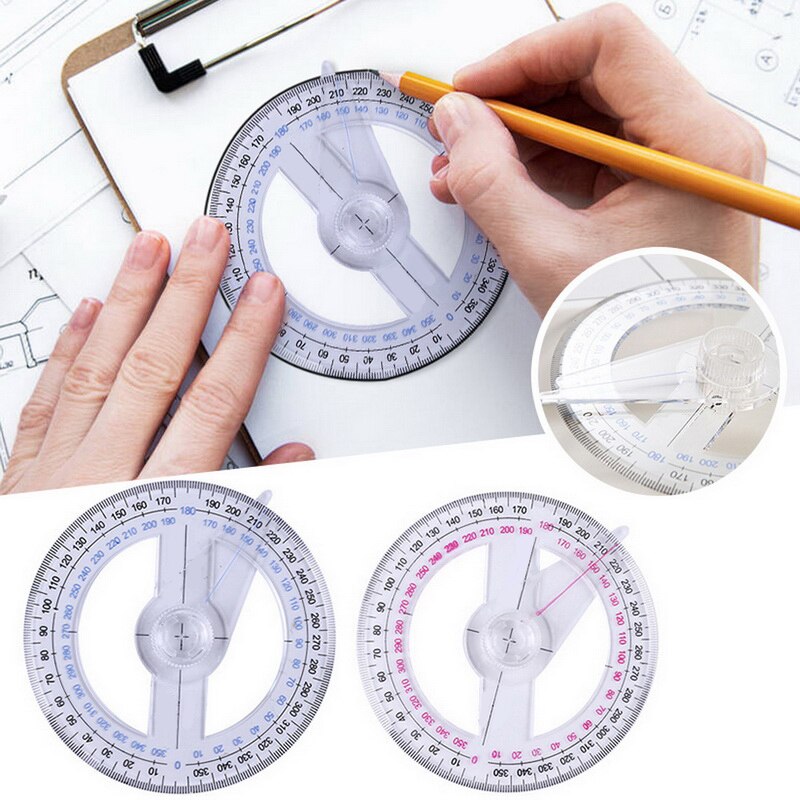 360 Degree Pointer Ruler Protractor Angle Finder Swing Arm for School Office Round Ruler 360 Degree Swing Arm Angle Finder