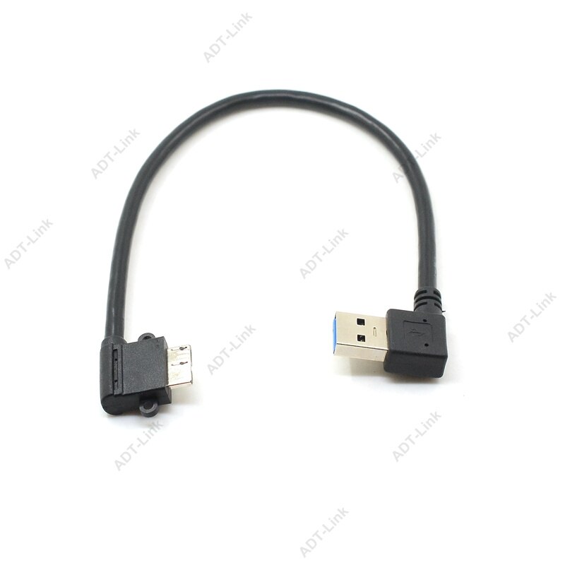Dobbel albue usb 3.0 kabel venstre og høyre vinklet 90 grader usb 3.0 usb 3.0 a hann til micro b hann 90 graders kabel svart 25cm
