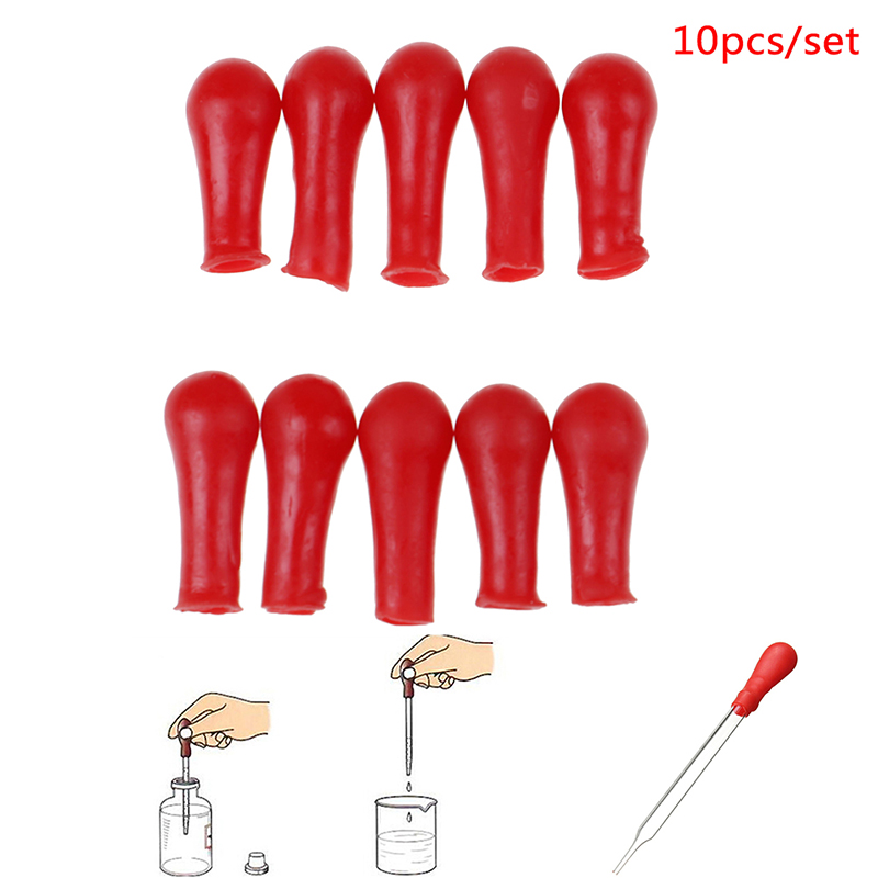 10Pcs Dropper Red Rubber Bulb Head Dropping Bottle Insert Pipette Lab Supplies