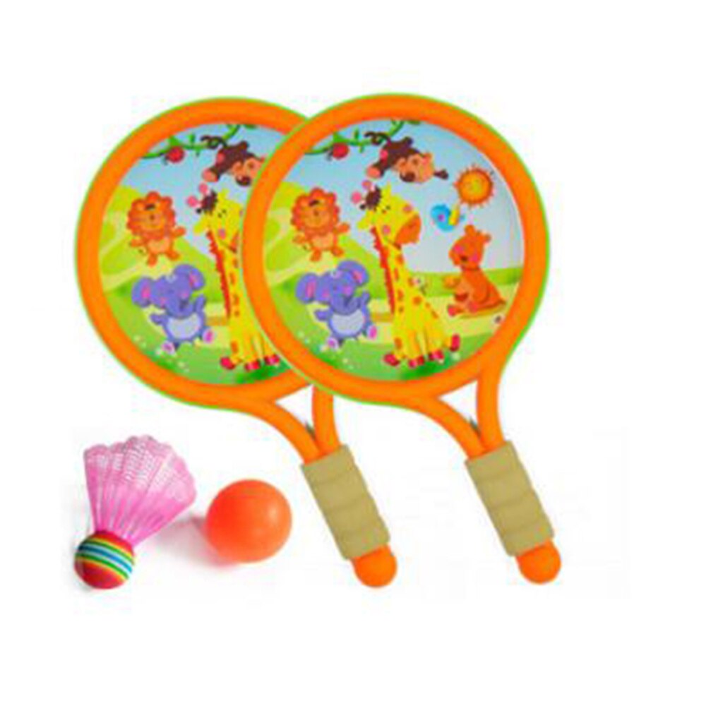 Badminton Tennis Rackets Balls Set Parent-Child Sports Game Toys Sport Children Play Game Outdoor Funny Toys(Orange)