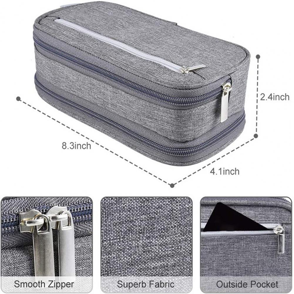 Pen Bag Waterproof Easy to Grasp Canvas Three-layer Pencil Case for School