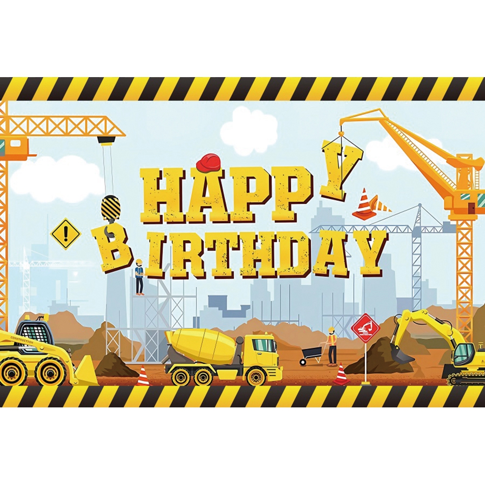 Excavator Truck Photo Backdrops Boy Birthday Construction Background Party Decor Photography Prop Photocall Photo Studio: L / Dark Khaki