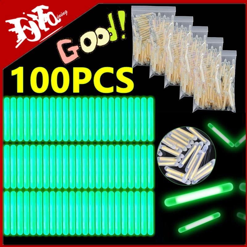 2.2-4.5mm canne à pêche flottante de nuit lumières bâton lumineux foncé utile pêche lumière fluorescente bâtons lumineux accessoires 100/50 pièces