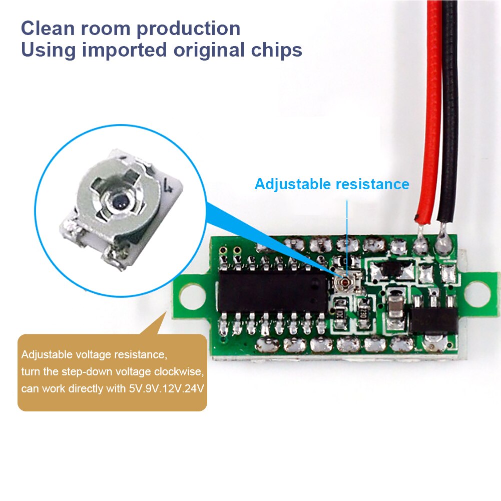 5 stücke Mini Digital DC Voltmeter 0,28 Zoll Zwei-Draht 2,5 V-30V Mini Digital DC Voltmeter Spannung Tester Meter 5 farben Volt Meter