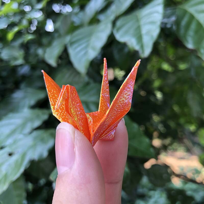 20P Glitter Origami Paper Cranes Folded Paper Cranes Birds DIY Wedding Birthday Party Backdrop Children Home Decoration Supplies: orange 20pcs