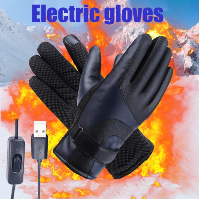Elektrische Verwarmde Handschoenen Met Touchscreen USB Plug Vinger Winddicht Unisex Winter Handen Warmer Thermische Handschoenen Voor Outdoor