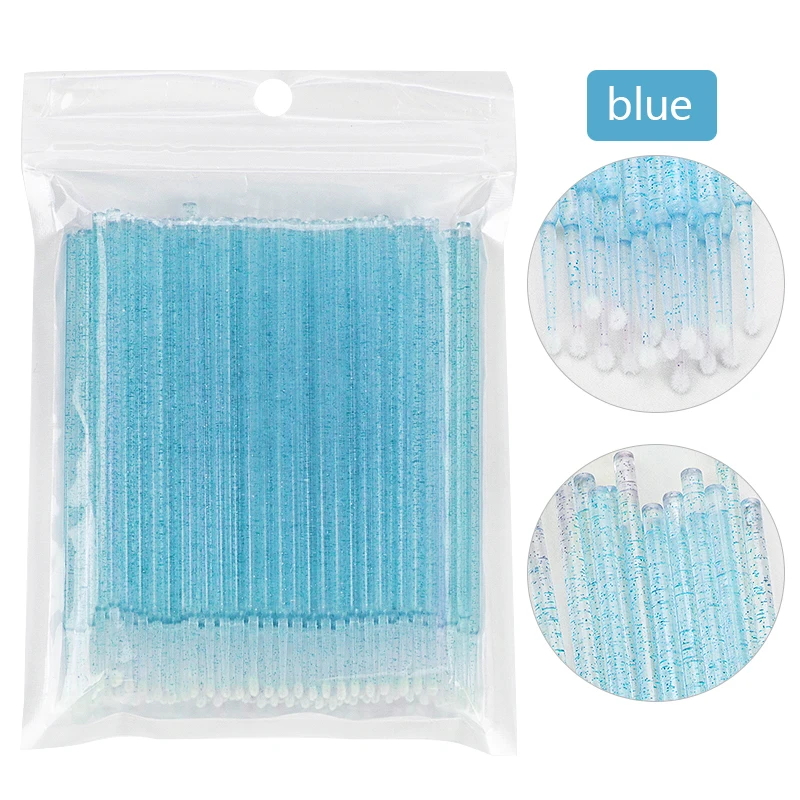 100Pcs Eyelash Cleaning Brush Lash Extension Micro Cotton Swab Individual Eyelashes Microbrush Beauty Makeup Clean Remover Tools: Red