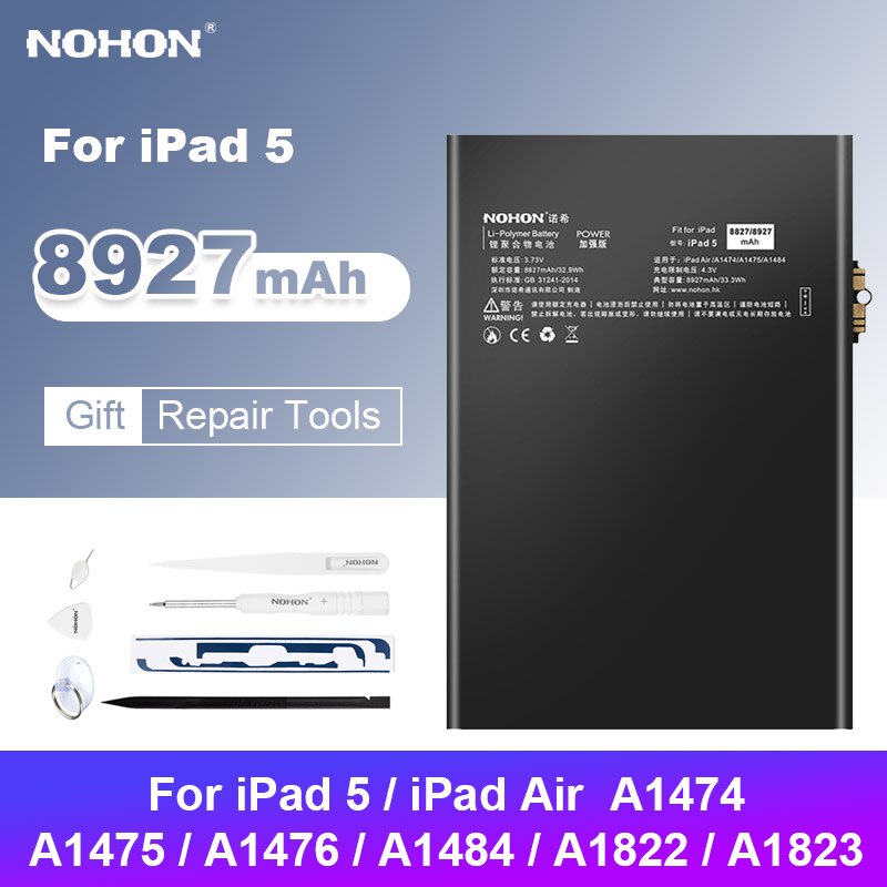 NOHON – batterie de remplacement pour iPad Air 1, pour tablette iPad5, A1474, A1823, A1475, A1484, 8927mAh, Lithium polymère