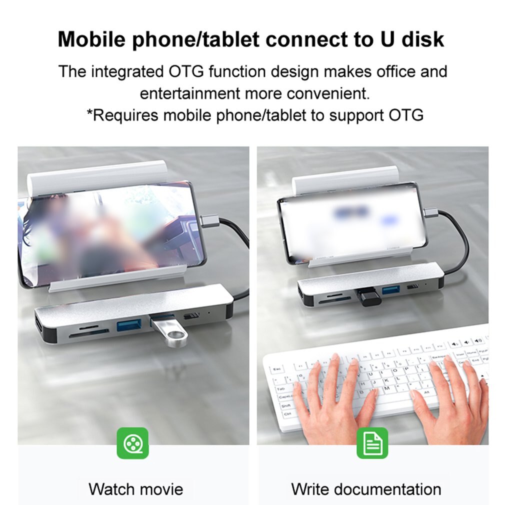 Six-in-one Type-c To HDMI Docking Station Fast Charging 87W Notebook Multi-function Docking Station USB Hub
