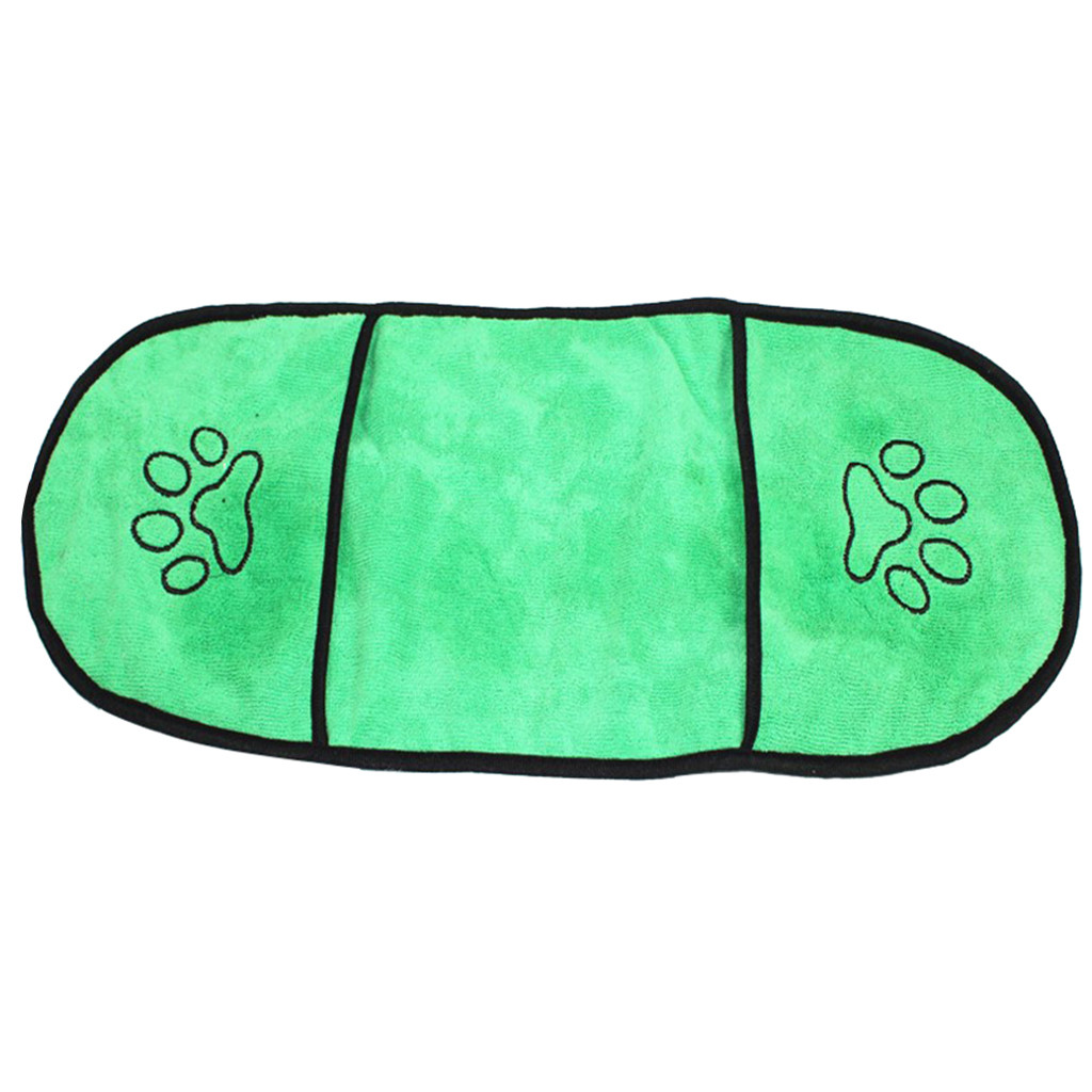Toalla de perro súper absorbente, Toalla de baño de mascotas, Toalla de microfibra para secado de perros con dos bolsillos para perros pequeños, medianos y grandes: Green