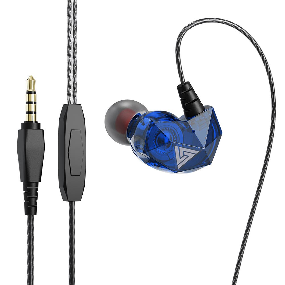 Qkz ak2 moda portátil 3.5mm com fio fone de ouvido in-ear fones de ouvido música esportes fones de ouvido com microfone para o telefone computador portátil: Azul