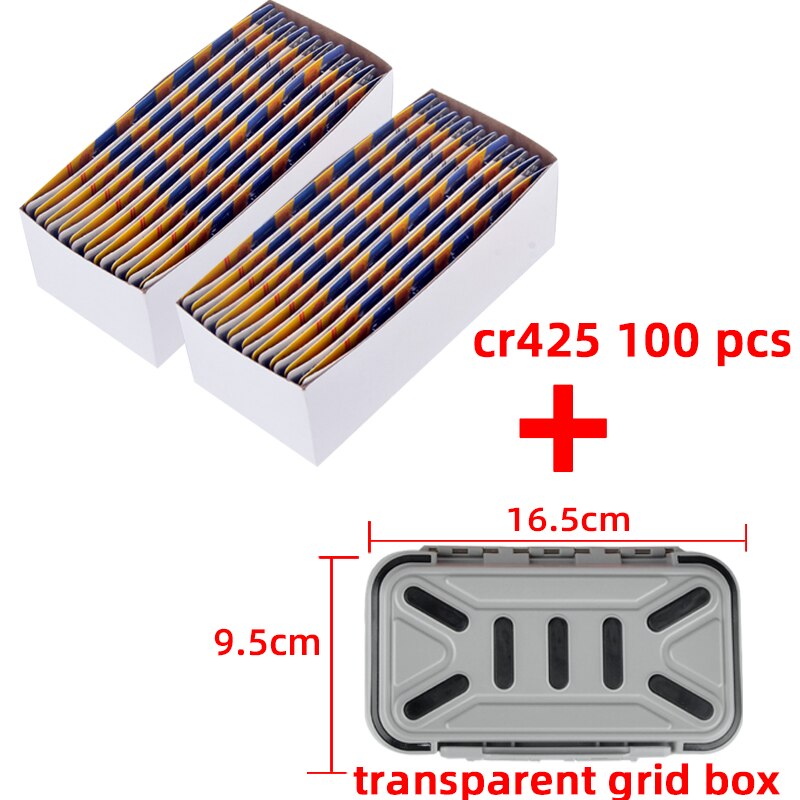 CR425 CR435 CR322 Batteries Fishing Float Electric Floats Battery 3V Night Light Lithium Pin Cells LED Fishing Float Luminous: 100pcs With box B