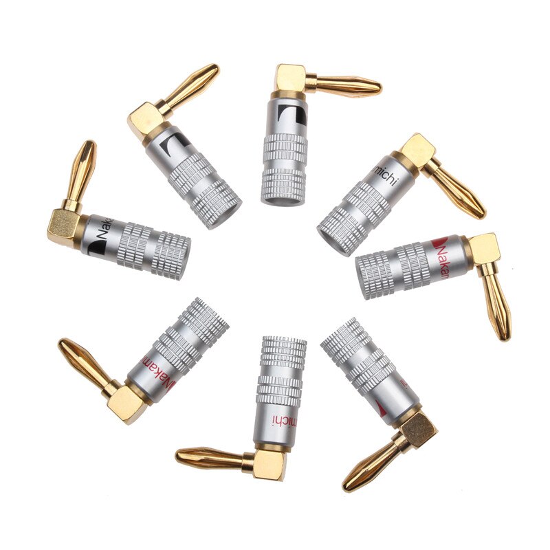 4 Stuks Banana Plug Haakse 90 Graden 4Mm Vergulde Video Speaker Adapter Audio Connector Banaan Connectoren