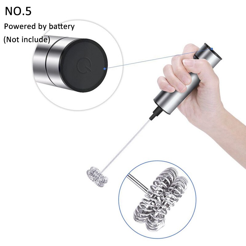 Kbxstart Draagbare Elektrische Melkopschuimer Mini Handheld Automatische Melkschuimers Voor Cappuccino Eiklopper Keuken Gereedschap: NO.5