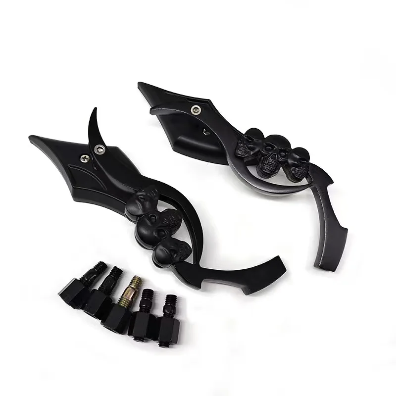 Motorcycle Handlebar Mirror Motorbike Mirror Skull Handlebar Rear Mirror Retro Skeleton Motorcycle Modified Rearview Mirror