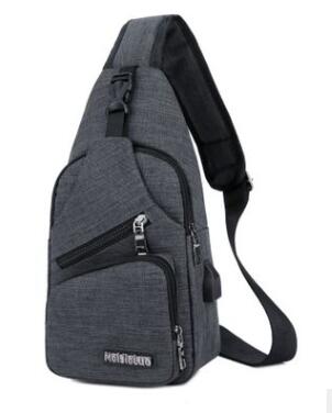 UOSC Anti Theft Chest Bag Men School Summer Short Trip Male Shoulder Bags USB Charging Crossbody Bags Messengers Bag: Blackgray