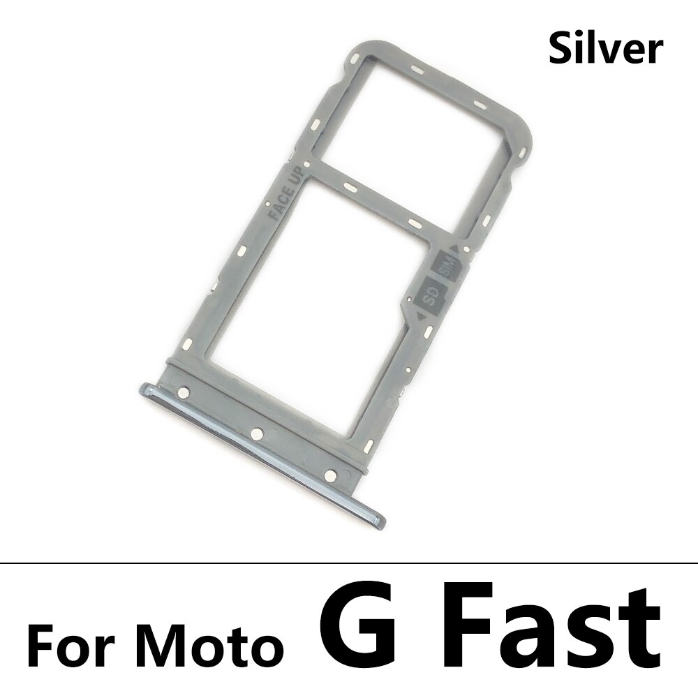 10Pcs/lot For Motorola Moto G8 Power Lite / G Fast / G Power / one zoom Sim Card Tray SD Card Reader Socket Slot Holder Part: G Fast Silver