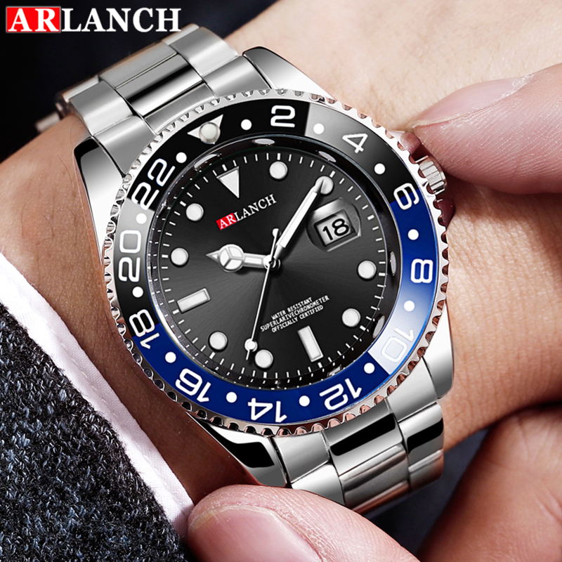 Arlanch herre quartz ur topmærke luksus vandtætte ure herre sports dato armbåndsure sort relogio masculino
