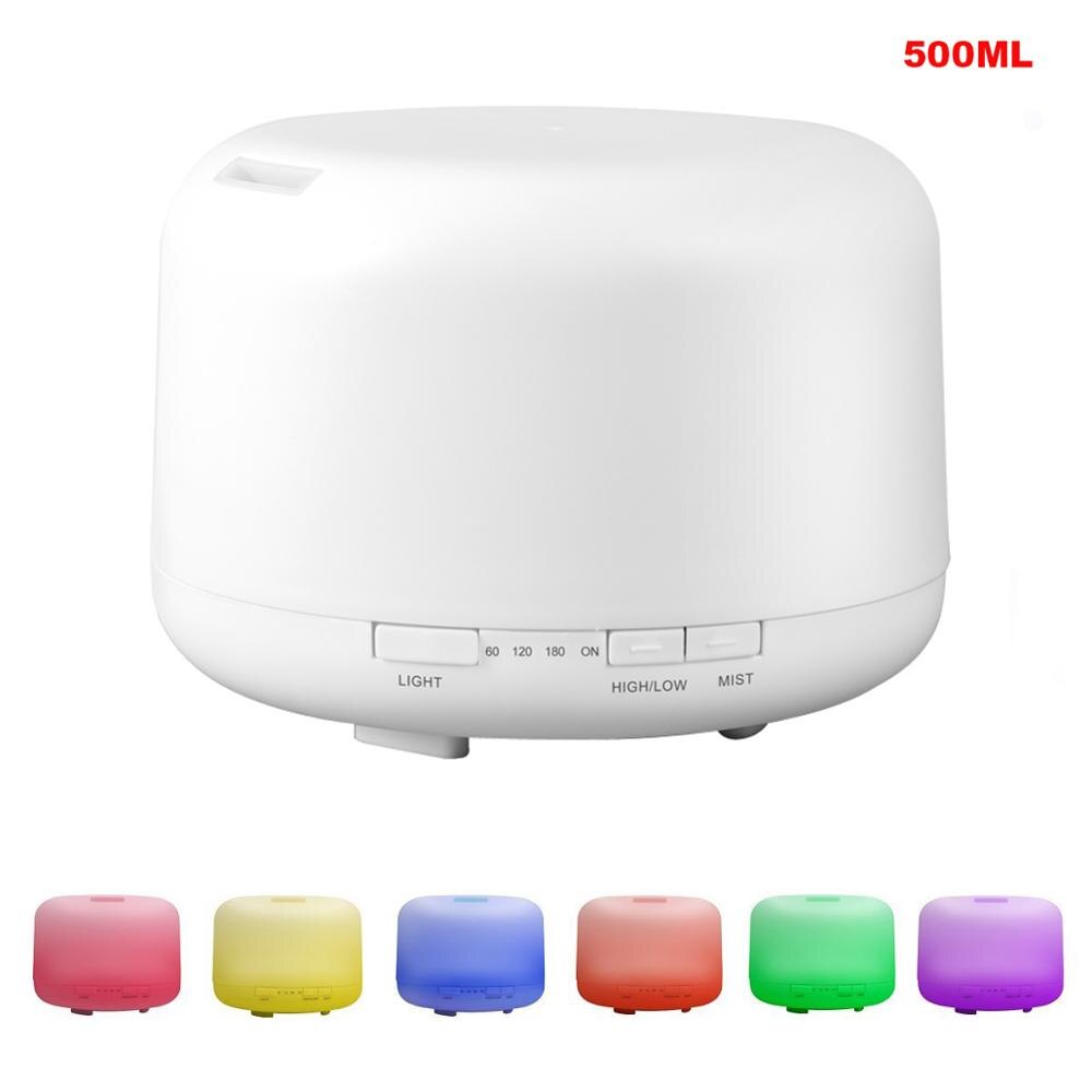 500ml Ultrasonic Air Humidifier Aroma Diffuser with 7 Color Lights Electric Aromatherapy Essential Oil Aroma Diffuser Mist Maker: 500 ML / UK