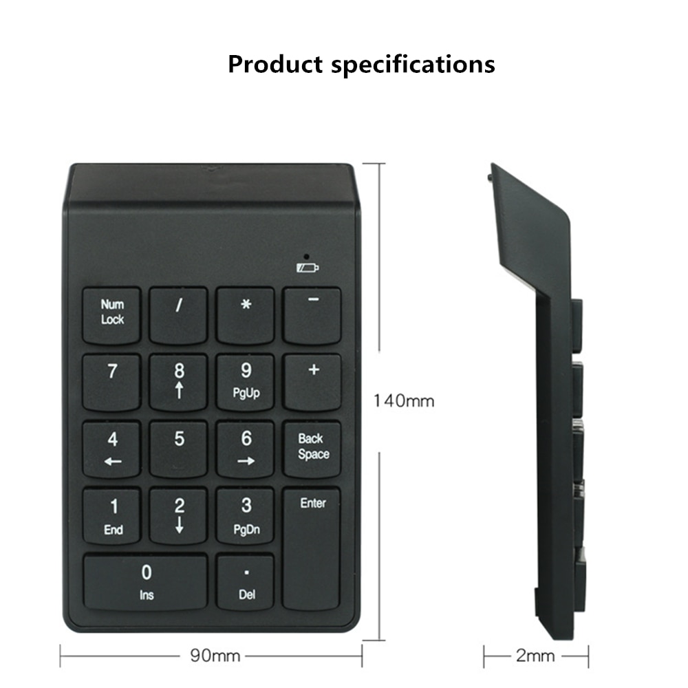 Small Size 2.4Ghz Wireless Number Keypad Numpad 18 Keys Digital Keyboard For Accounting Tellers Laptops Notebook and Tablets