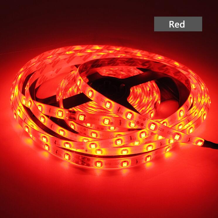 2835 12V 5M Rgb Led Strip Lights Tape Christmas Festoon Indoor Lighting For TV Home Living room Bedroom Decor Backlight Lamp: Red / 6-10W