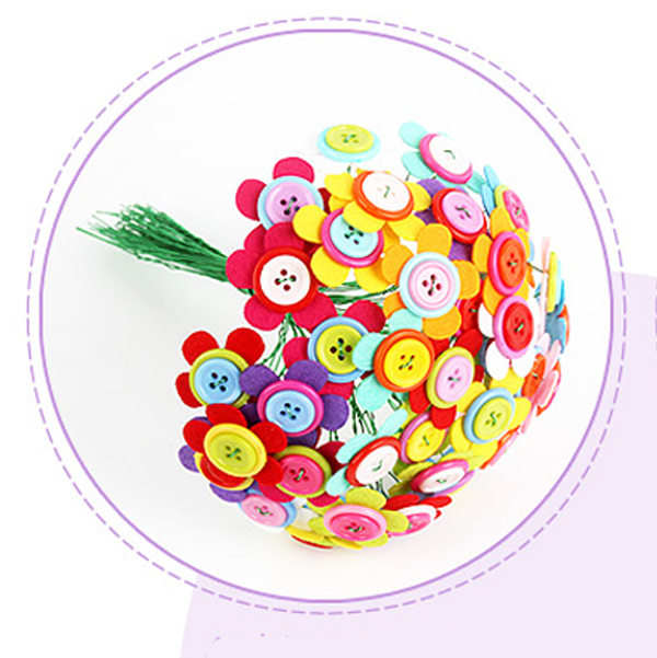 DIY Felt Toy Button Flower Craft Kits Kindergarten Kids Toys Children Educational Handmade Room Decoration GYH: WuBanHua