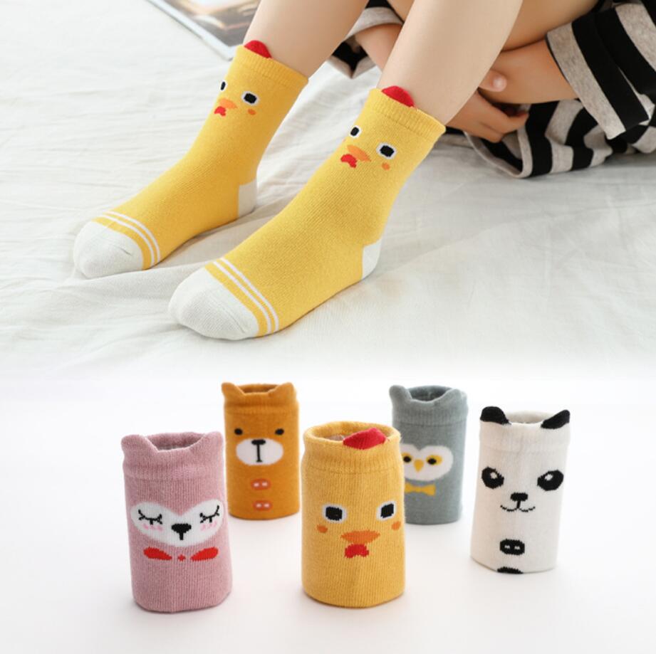 5 par/lote de calcetines para bebés Otoño e Invierno calcetines para niños grandes, calcetines de algodón para bebés, calcetines de talla grande para niños con dibujos animados
