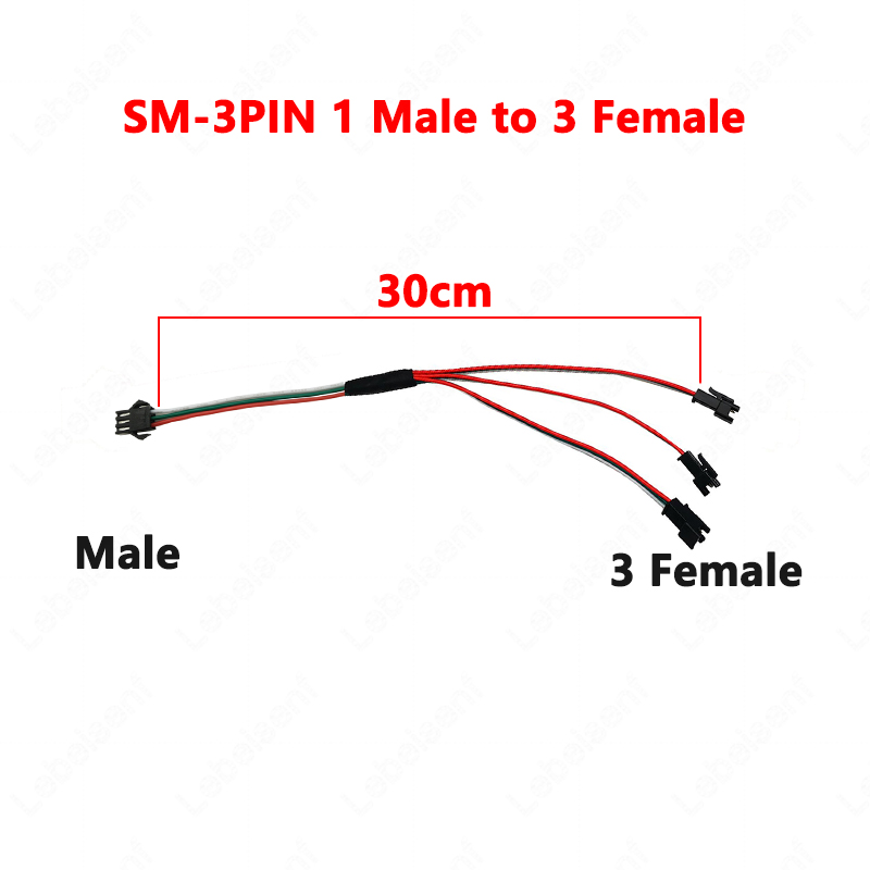LED Strip JST SM 3P Male Female Connection Harness 1 to 2 3 4 Synchronized Wire 2.54mm Pitch 1M 2M 5M Extension Cable 3Pin AWG22: Silver