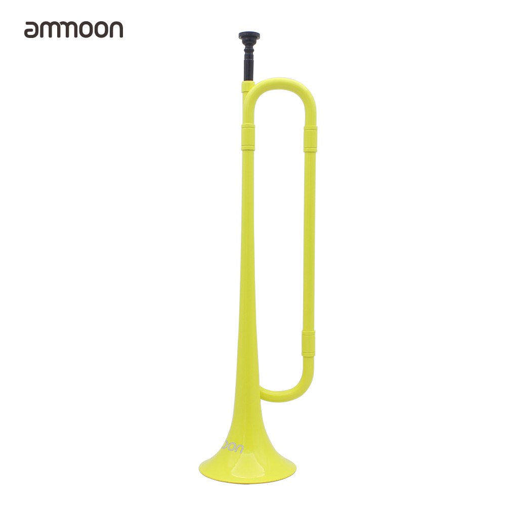 Trompeta de Caballería de corneta plana ammoon B de plástico respetuoso con el medio ambiente con boquilla para estudiantes de la Escuela de la banda: YELLOW