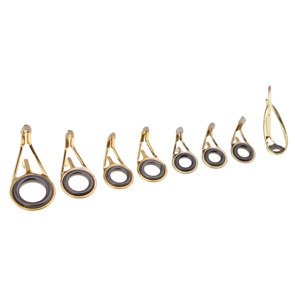 8pcs Fishing Rod Guide Top Tip Eye Ring Rod Repair Kit for Rod Building Stainless Steel Frame