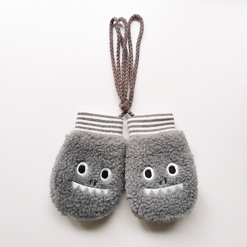 Crianças meninos meninas luvas de inverno bebê dedo cheio luvas engrossar infantil velo criança mão mais quente luvas 1-4y: Cinza