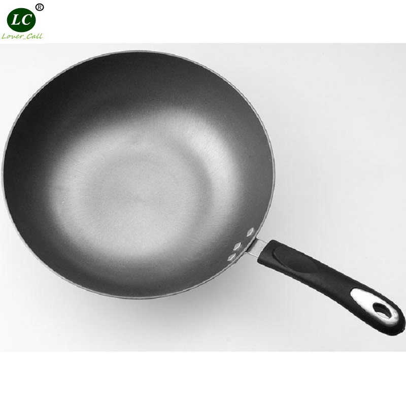 Wok Gebruiksvoorwerp Picknick Camping Thuis Wok 32Cm Gietijzeren Koken Pan Stalen Wok Diepe Koekenpan Kookgerei Keuken Pot Geen-Coating