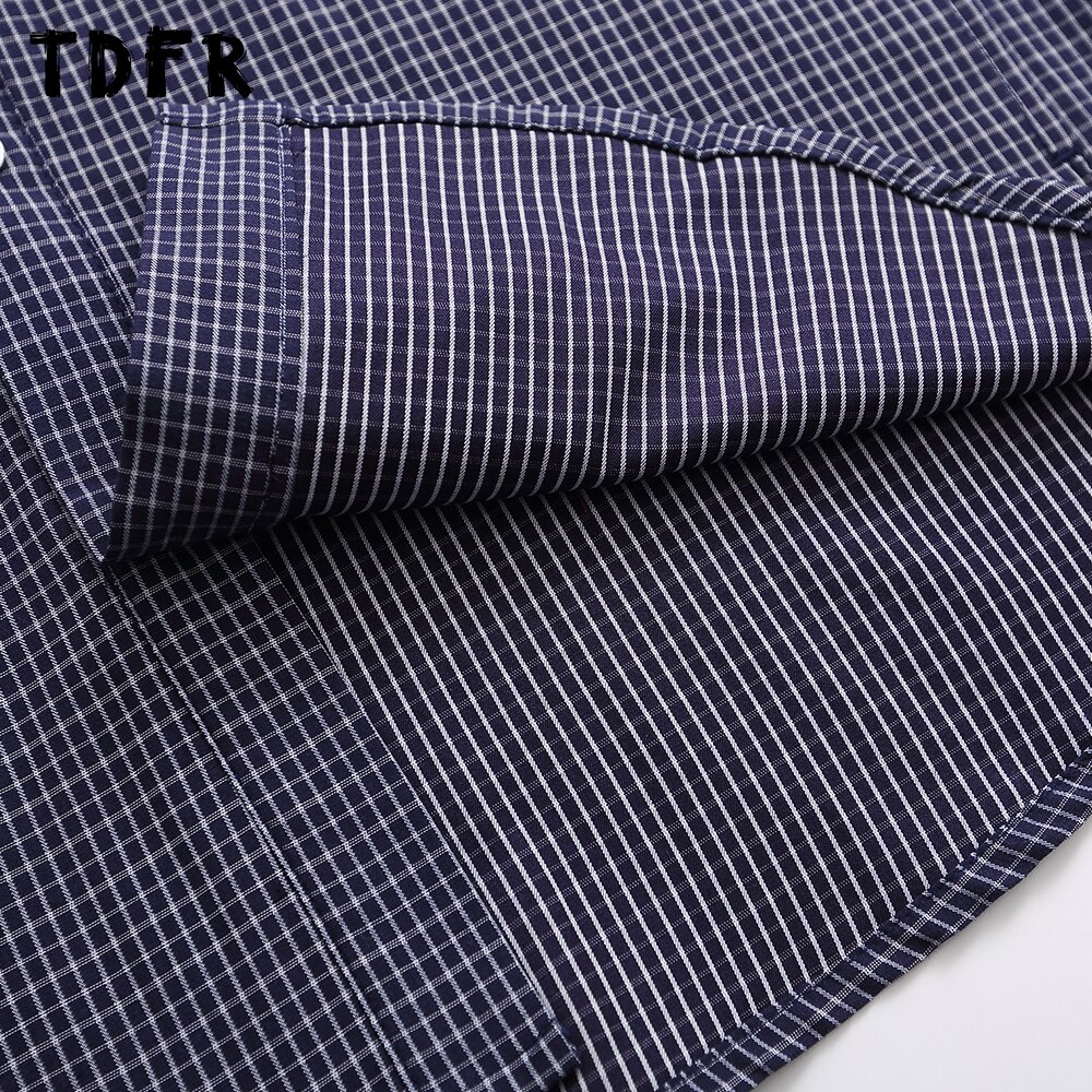 Small Plaid Short Sleeve Shirt Mens Summer Casual Loose Half-Sleeve Lapel Shirts Men