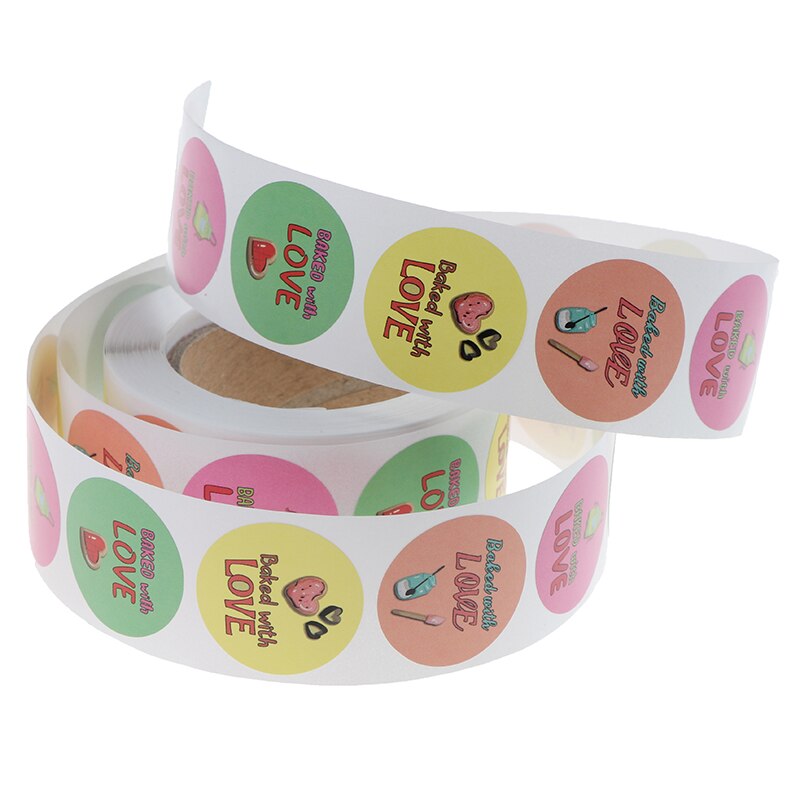 500 Pcs Baked Sticker Seal Labels Round Pink Green Yellow Labels Baking 25mm For Package Decoration Handmade Stickers