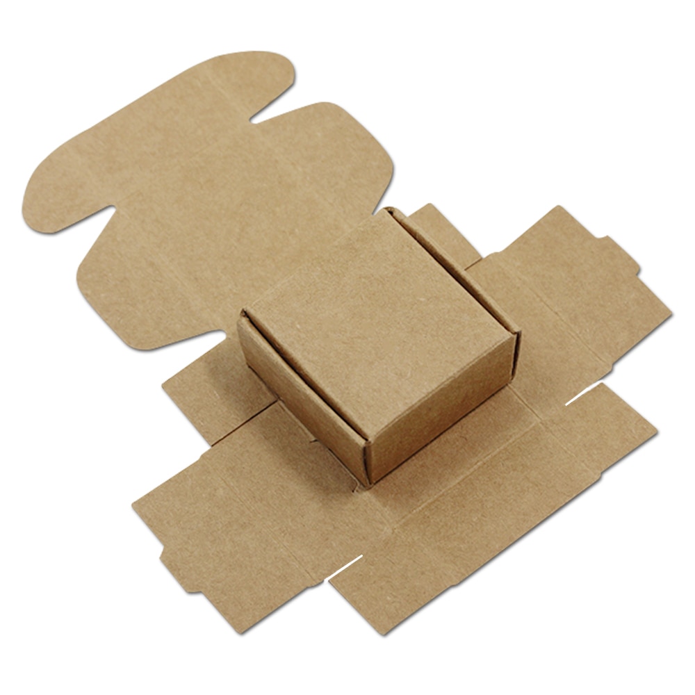 100PCS/ Lot Paperboard Foldable Paper Boxes Wedding Box for Handmade Soap Toy Craft Jewelry Storage Natural Kraft Boxes