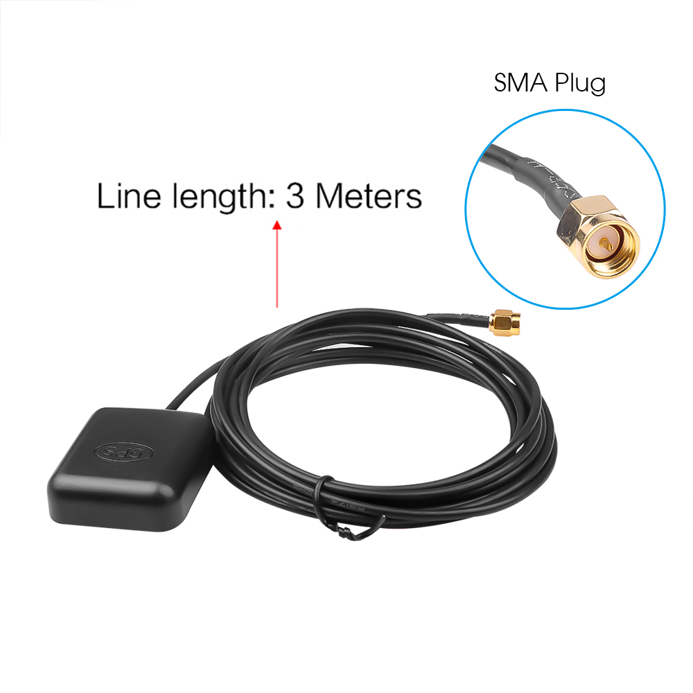 Kebidumei ricevitore GPS per Auto SMA Conector cavo 3M Antenna GPS adattatore per Antenna Auto per navigazione DVD telecamera per visione notturna