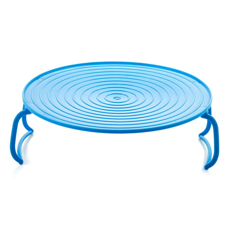4 In 1 Microwave Plastic Stand Shelf Mini Heating Food Tray Cooling Rack Multifunction Kitchen Tool NDS: Blue