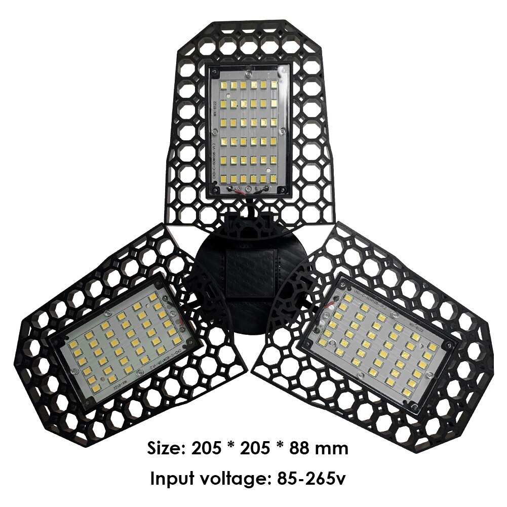 Praktisk  e27 3- blade deformerbart led lys multifunktionel praktisk foldelampe til hjemmelager værksted garage: B