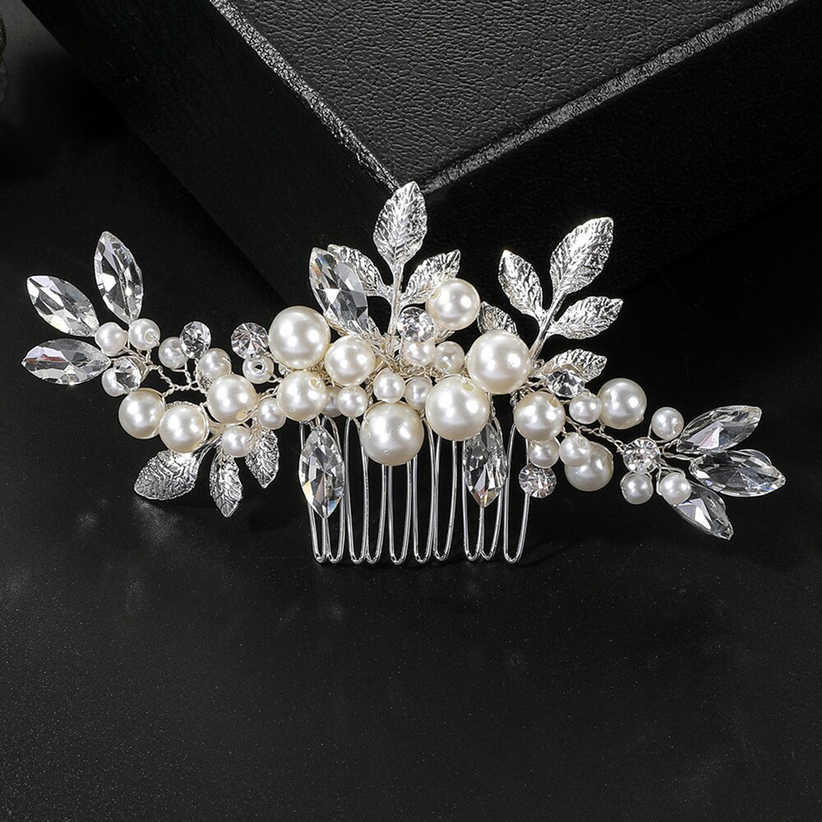 Peineta de aleación de perlas para boda, joyería para niñas, horquilla hecha a mano, Tiaras nupciales, accesorio para el cabello de boda, de joyería: Bronce antiguo plateado