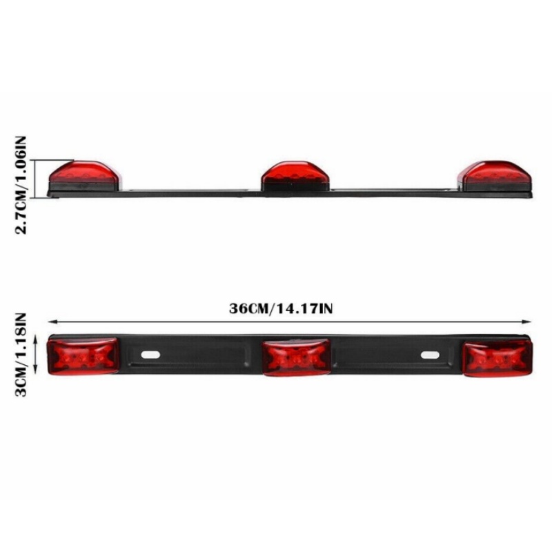 15-calowa czerwona listwa świetlna robić przyczepy 3 światła 9doprowadziło Listwa obrysowa ID Światło tylne robić ciężarówki Przyczepa Światło identyfikacyjne łodzi
