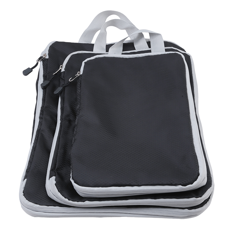 Cubes d'emballage compressés, ensemble d'organisateurs de rangement de voyage, bagages visuels en maille, sac de valise Portable pratique et léger, 3 pièces,: Bleu