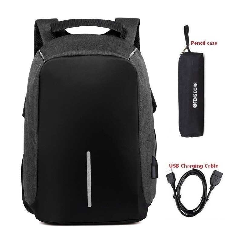 15.6 inch Laptop Backpack Teenager Male Mochila USB Charging Anti Theft Backpack Travel Waterproof School Bag School Backpack: Set 2