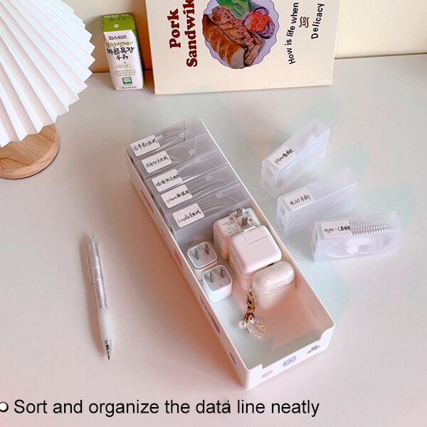 Cable Storage Box Transparent Plastic Data Line Storage Bin Container Desk Stationery Makeup Sundries Organizer Key Jewelry Box