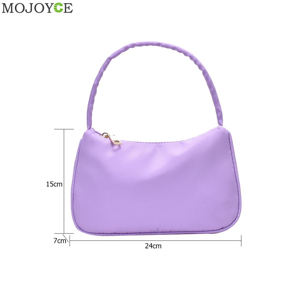 Bolso versátil sencillo para mujer, cartera informal de nailon, con cremallera de Color sólido, para hombro