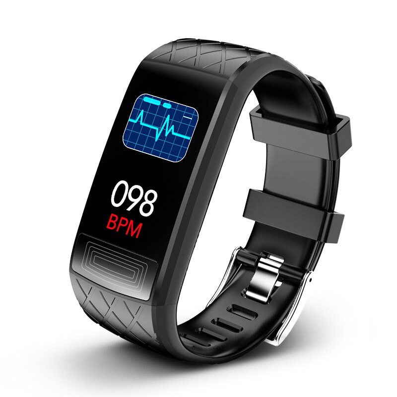 V3E ECG SPO2 Smart Band Heart Rate Blood Pressure Monitor Smart Bracelet Fitness Tracker Watch IP67 Waterproof Sport Wristbands: Black
